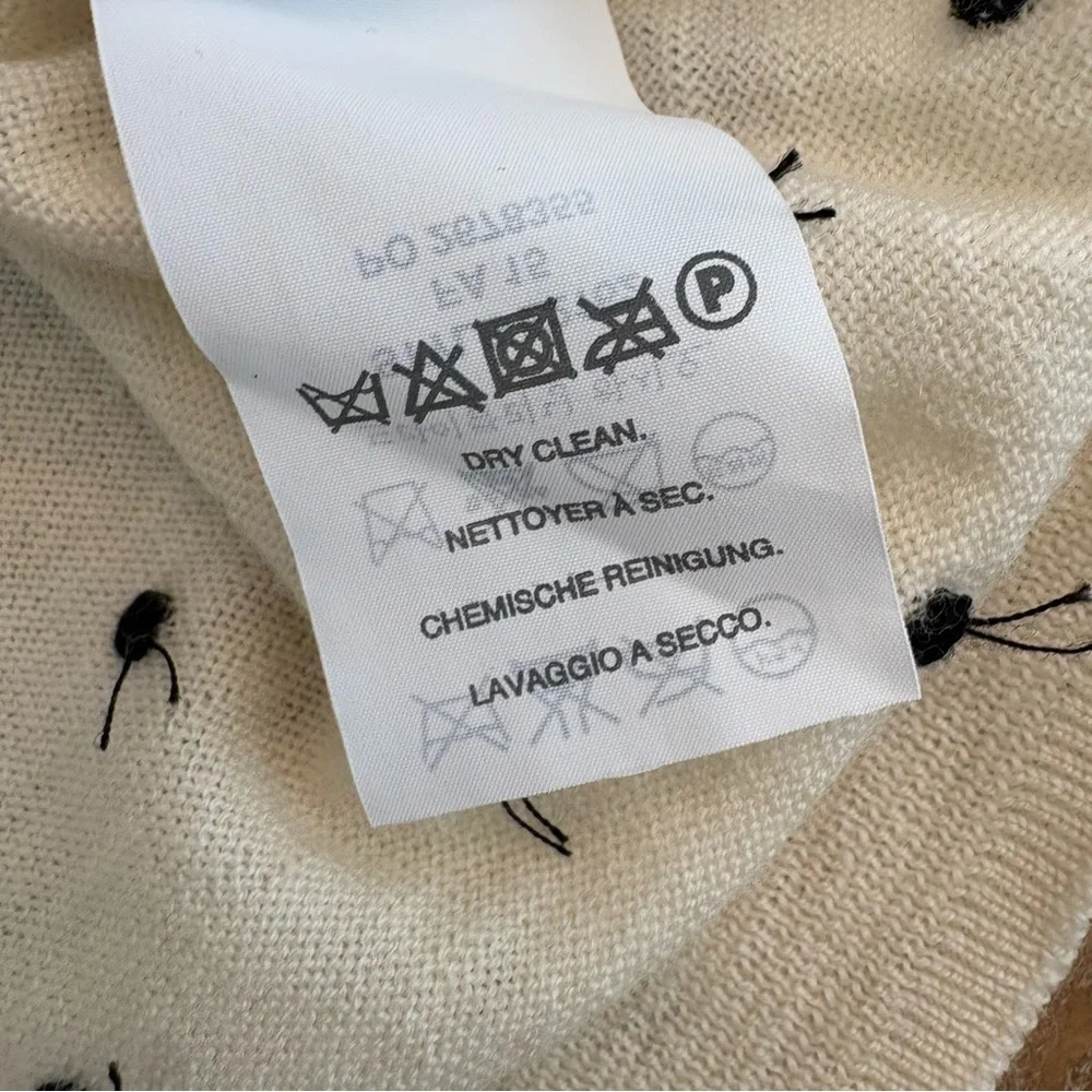 J.Crew Merino Wool Polka Dot Sweater Cream Ivory Crewneck Lightweight Sz XS
